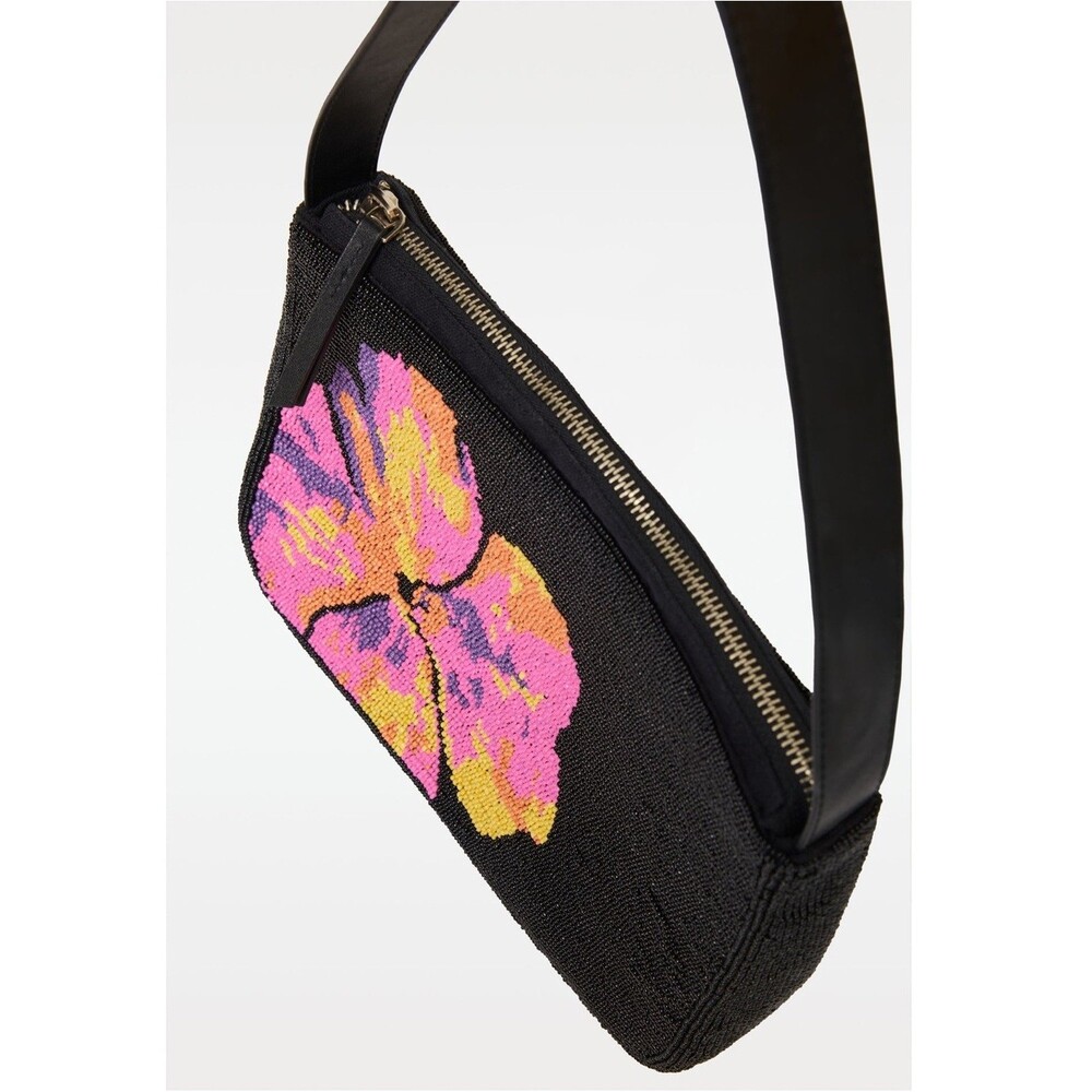 L*Space Alora Bag Black Beaded Floral Shoulder Bag NWT - Picture 2 of 4